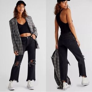 Free People We The Free‎ Maggie Jeans NWT Midrise Straight Size 26 Washed Black